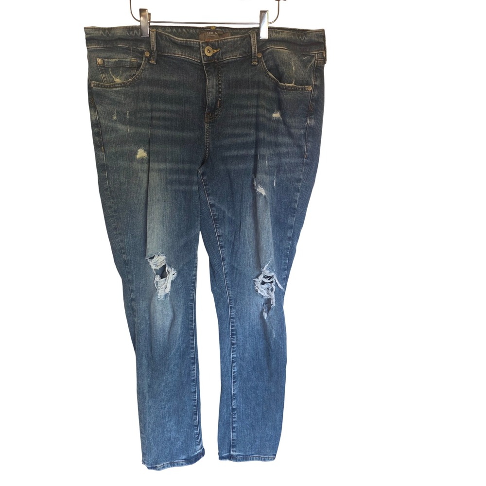 Torrid Boyfriend Straight Distressed Jeans‎ 18XT Blue Vintage Stretch Plus Size